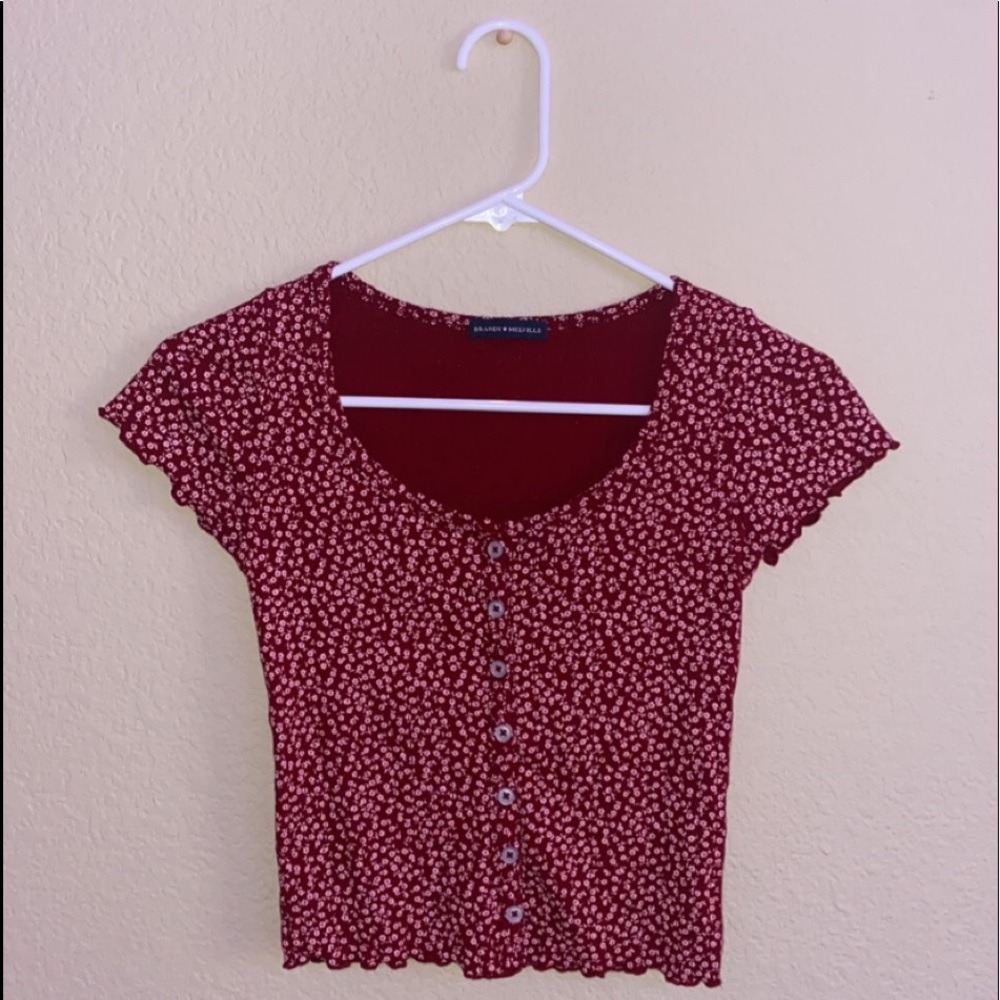 brandy melville red floral zelly top